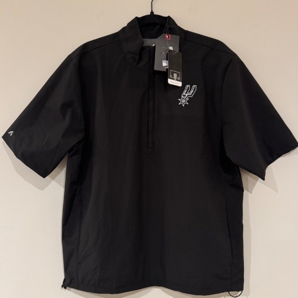Antigua NBA San Antonio‎ Spurs Black Brisk Quarter-Zip Windbreaker, Men's M, NWT